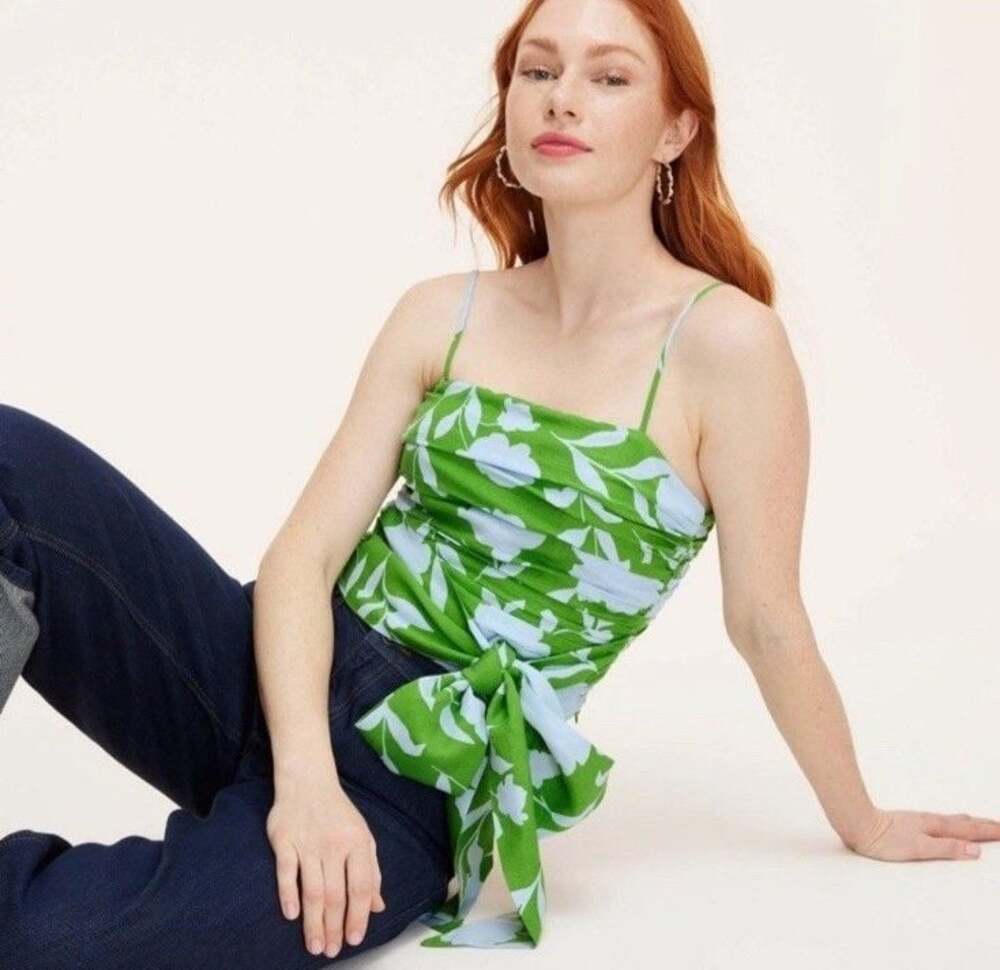 Kate Spade New York x Target Green Floral Ruched Linen Cami Top XS